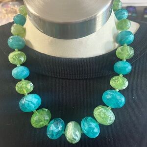 Elegant Blue and Green Beaded Necklace